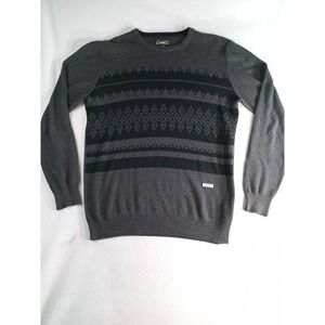 Empyre Sweater Mens Large Gray Black Geometric Crewneck Pullover Skate